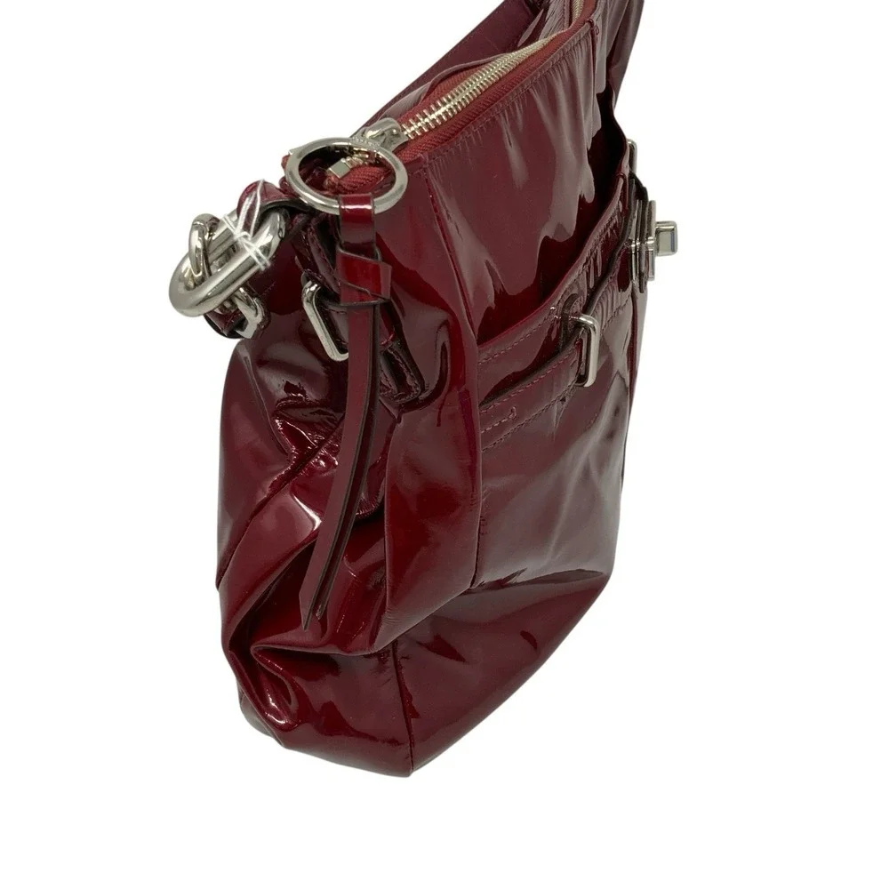 Coach Chelsea Ashlyn Hobo Shoulder Bag‎ Purse Wine Red Patent Leather F17861